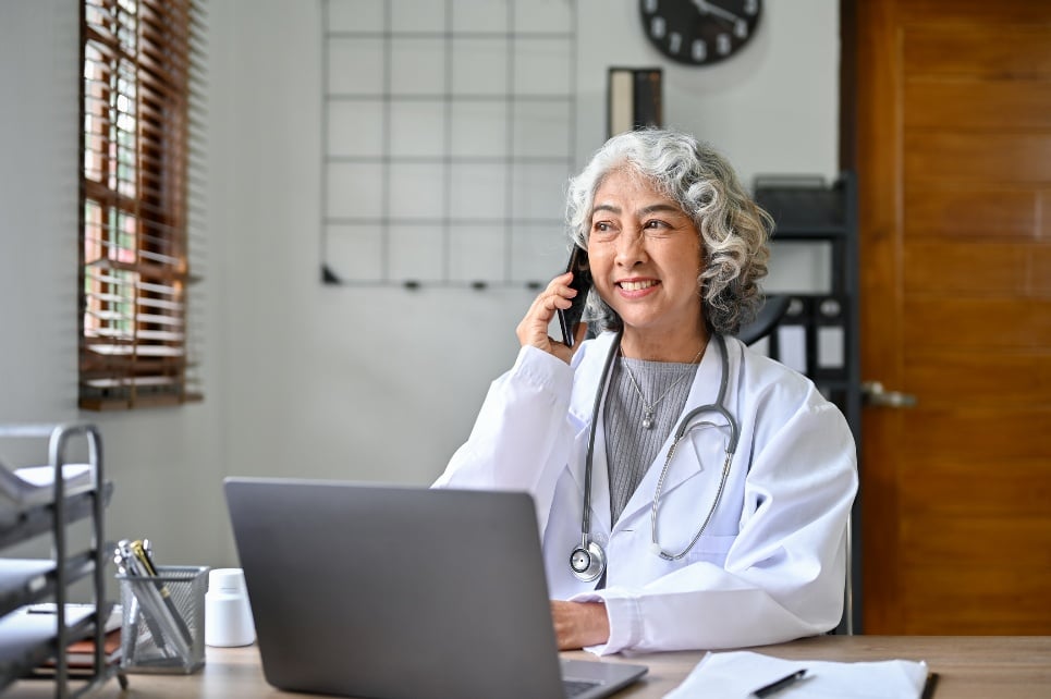 Clinician on support phone call